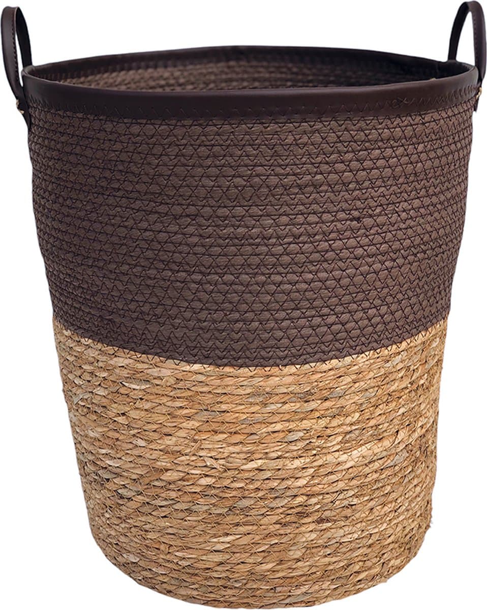Lavandoux - Wasmand - Zeegras - Naturel en Bruin - M: Ø40 x H45 cm — afbeelding 1