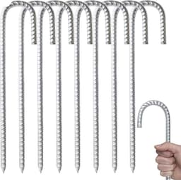 Heavy Duty Stalen Grondstakes J Haken Ankers - Extra Sterke Ankorage Stakes voor Tenten en Trampolines — thumbnail 1