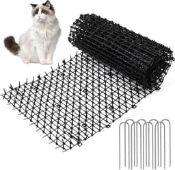 2 meter kattenafweerstrips - barrière voor dieren - 200 x 30 x 22 cm doornrooster - spikes - kattenverjager - 8 U-vormige grondankers - dierenverschrikker — thumbnail 1