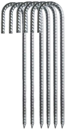 Grondankers - 6 Stuks - 30x7cm - J-vormig - Roestwerend grondanker - Gegalvaniseerd staal - Ø10mm - Zilver - Voor het bevestigen van kleinere objecten zoals luifels en kampeertenten — thumbnail 1