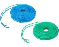 8 m antislip en winddichte draagbare waslijn met 2 haken van roestvrij staal in de vorm van een hek Groen+Blauw S Duurzaam