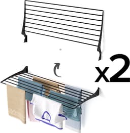 2x Foxydry Fold 116 cm black wasdroogrek wandmontage clicksysteem - 116 x 50 x 10 cm — thumbnail 1