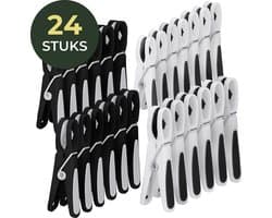 Gandria Wasknijpers 24 Stuks - Kunststof Wasknijpers - Set van 24 Plastic Knijpers - Wasrek Knijpers 10 Kg - Zwart/Wit en Wit/Zwart — afbeelding 1