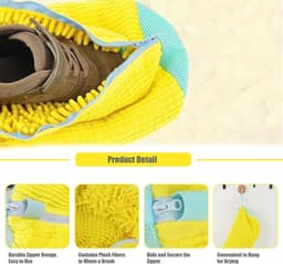 Waszakken voor schoenen - Herbruikbare wasnetten voor wasmachine (2 stuks) 39 x 19 cm, Geel — thumbnail 2