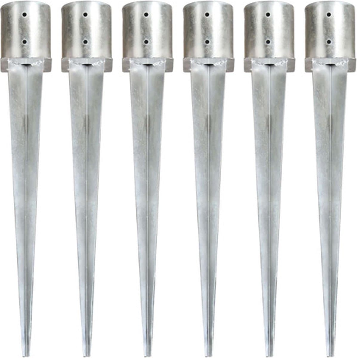 vidaXL - Grondpinnen - 6 - st - 12x91 - cm - gegalvaniseerd - staal - zilverkleurig — afbeelding 1