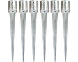 vidaXL - Grondpinnen - 6 - st - 12x91 - cm - gegalvaniseerd - staal - zilverkleurig — afbeelding 1