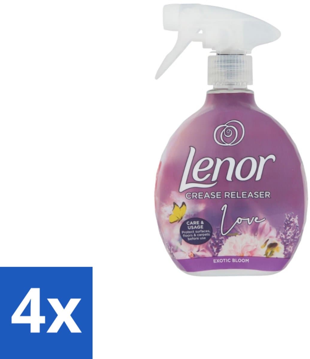 Lenor – Crease Releaser Spray – Love Exotic Bloom – Kreukverwijderaar & Textielverfrisser – 500 ml - Voordeelverpakking - 4 stuks — afbeelding 1