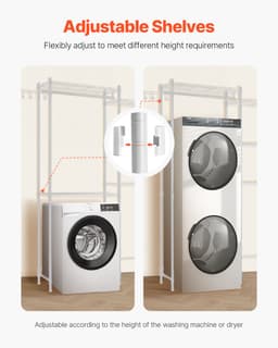 VEVOR Opbergrek boven wasmachine/droger, dubbele rij, 5 lagen, wit — thumbnail 3