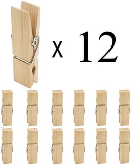 Grote Houten Wasknijpers - Set van 12 Stuks, 7,2 cm lang en 1,8 cm breed — thumbnail 2