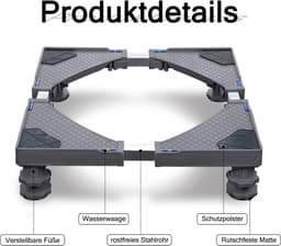Froadp Wasmachineonderstel met 4-pootsverstelling Wasmachineonderstel voor wasmachines en drogers grijs — thumbnail 2