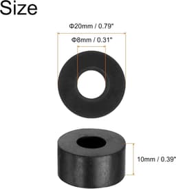 Rubberen afstandhouders - Anti-vibratie bussen - Bevestigingen dempen - Hoge belastbaarheid - 20mm buitendiameter - Zwart — thumbnail 5