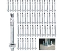 Boutankers Verzinkt - Heavy Duty Pluggen - Industriële Montage - Zware Lasten Bevestigen - M10 x 100 mm - Zilver