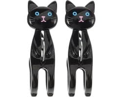 Kledingclips Katten - Wasknijpers Cartoon - Wasgoed Drogen - Antislip Ontwerp - 73 cm Lengte - Zwart