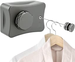 Allecto - Waslijn - 5,1m roestvrijstalen touw - Grijs - Wandgemonteerde waslijn - Voor binnen en buiten gebruik - Geschikt voor diverse modellen. — thumbnail 1