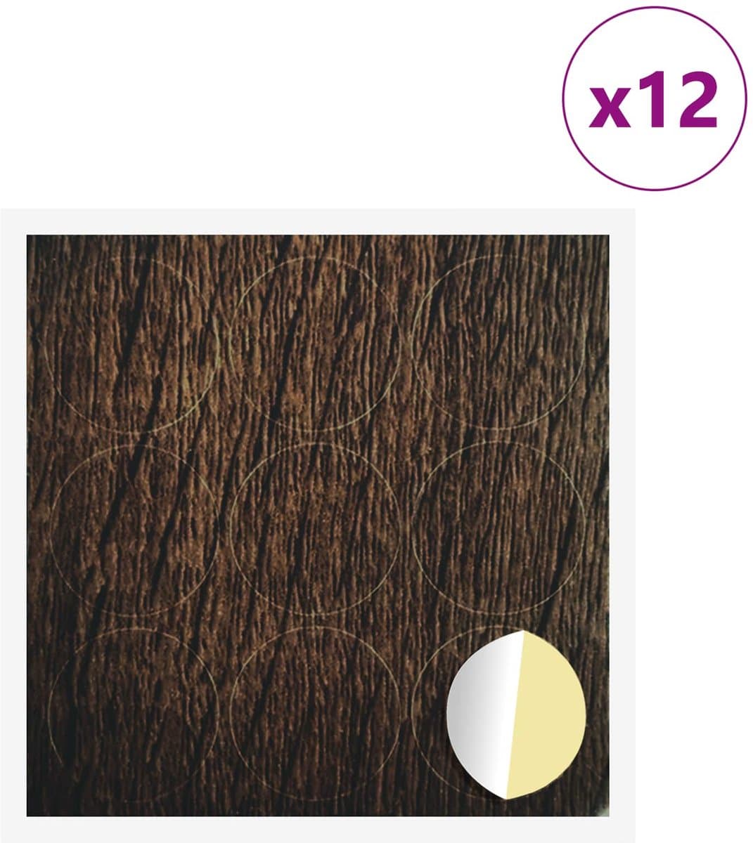 vidaXL - Zelfklevende - schroefcover - 12 - st - Bruin - Eiken - Ø - 20 - x - 0,5 - mm — afbeelding 1