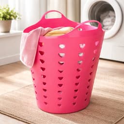Flexibele wasmand - kunststof - 60L - roze - D38 x H47 - kuip — thumbnail 2