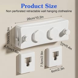 Intrekbare Waslijn - Wandwaslijn Dubbel Touw - Kleding Drogen Buiten - Anti Doorhang Systeem - 51 Meter Lengte - Wit — thumbnail 3