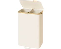 SONGMICS LCB532WD01 - Wasmand met Deksel - Uitneembare Waszak - 2 Vakken - 150 Liter Capaciteit