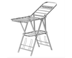 Droogrek Staand - Kledingrek Opvouwbaar - Kleding Drogen - Verstelbaar Met Planken - 44x6x22 cm - Naturel
