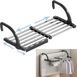 Ynkkvre-Opvouwbaar Droogrek – Verstelbaar 42-72 cm – Stevig Roestvrij Staal – Ruimtebesparend en Energiezuinig – Voor Binnen en Buiten — thumbnail 2