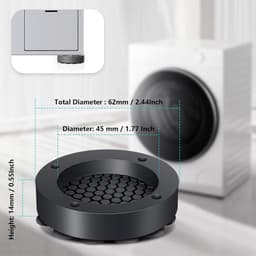 4-stuks- Rubberen schokdempers - met zuignappen - Wasmachines - Drogers - Vaatwassers - Schokdempers - Reserveonderdelen Schokdempers - Antislipmatten voor huishoudelijke apparaten - Zwart — thumbnail 3