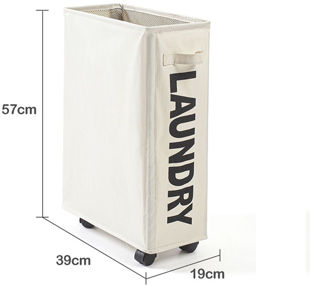 Luxe opvouwbare wasmand - Wasmand met wielen - Grote capaciteit - Waterdicht en multifunctioneel - Beige — afbeelding 1