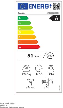 Samsung WF20DG8650BV wasmachine Voorlader 20 kg 1000 RPM Zwart — thumbnail 2