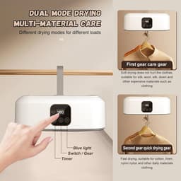 Draagbare mini wasdroger met UV-sterilisatie en 360° warme lucht - Opvouwbare en compacte oplossing voor huis en reizen — thumbnail 4