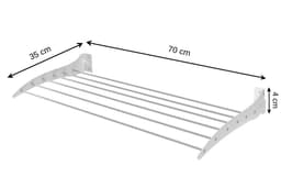 LUNOR Roma - Wasrek - Opklapbaar Wanddroogrek - 70x35 cm - Wit - RVS — thumbnail 1