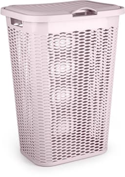 Plasticforte Wasmand Ventilation - met deksel - roze - kunststof - 51 liter - 43 x 35 x 61 cm - Badkamer - Wasgoed - Nieuw design - Zeer stevig — thumbnail 1