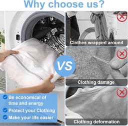 Wasnetten Set 4 Stuks - Extra Grote Reis Waszakken met Rits - Beschermende Zakken voor BH's en Babykleding - Ideaal voor Reizen en Thuisgebruik — thumbnail 5
