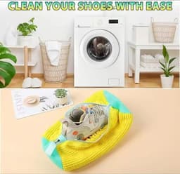 2 stuks - Lazy Shoe Bag - Cilindrische wasmachine polyester-katoenen waszak - Beschermende en vervormingsbestendige waszak voor schoenen - Wasmachine waszak - Wasmachine en droger schoenenzak - Geel - Herbruikbare schoenenzak — thumbnail 2