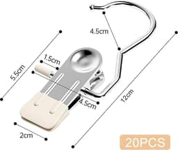 20 stuks - Metalen clips, handdoekklemmen, multifunctionele antislip kledingklemmen voor kleding, sokken, broeken, schoenen (gebroken wit) — thumbnail 2