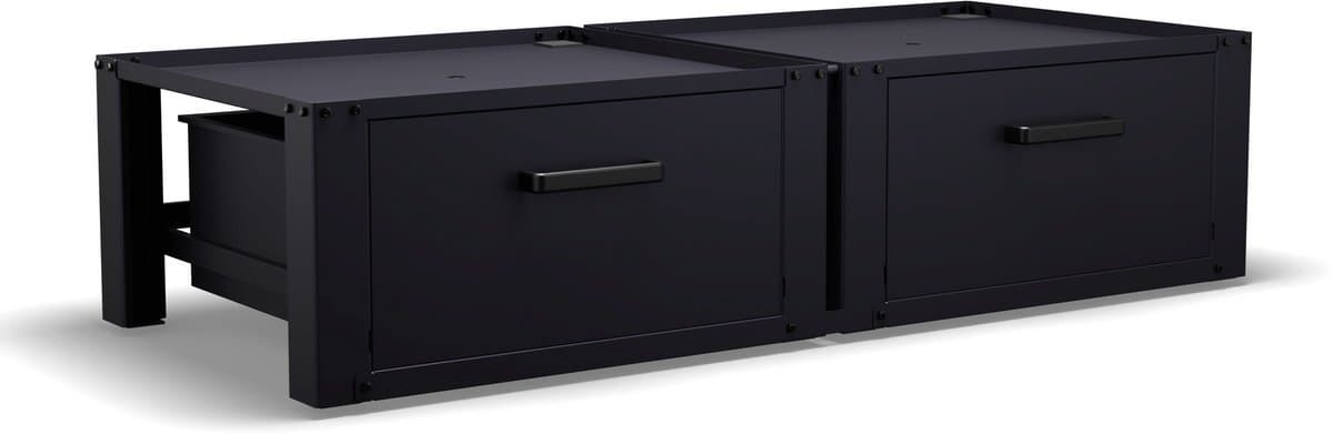 Bodo® - Wasmachine Verhoger - Dubbel - Kast - Ombouw met Lade - Zwart - 127x54x31cm — afbeelding 1