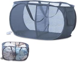 1. Pop-up Laundry Basket with 2 Compartments and Reinforced Handles 2. Foldable Laundry Basket with Mesh Design and Small Size 3. Small Folding Laundry Basket with Reinforced Handles and 2 Compartments — thumbnail 1