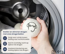 Loti Living Drogerballen Schaapjes - 6 Wasdrogerballen - 100% Schapenwol - Droogballen met Opbergzak — thumbnail 2