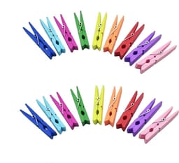 Kleurige houten wasknijpers - multifunctioneel - set van 50 - 10 kleuren - natuurlijk hout — thumbnail 1