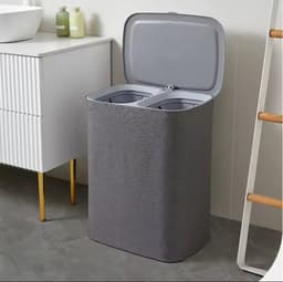 Luxe 2 in 1 wasmand met uitneembare waszakken - duo wasmand - kleding waszak - schone was — thumbnail 5