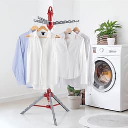 Vario clothes horse for shirts | Foldable hanger rack | Height adjustable | Clothes hooks for ironing [grey/red] — thumbnail 5