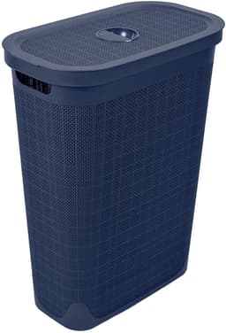 Wasmand 'Hessian' - Deksel - 40 Liter - box - Donkerblauw - Ventilerend — thumbnail 1