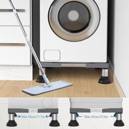 RFWR® Verstelbare Wasmachineonderstel met Roestvrijstalen Poten - Max. 250 kg Draagvermogen - Breedte 45-65 cm - Hoogte 15-18 cm — thumbnail 2