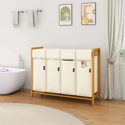 RFWR® Wasmand met wieltjes en 4 vakken - Ideaal voor zorgeloze wasverzameling — thumbnail 3