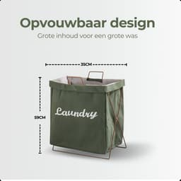 Wasmand - Katoen - Groen - Opvouwbare Wasmand - Inklapbare Wasmand - Wasmand Met Hengsel - Wasmand Op Poten — thumbnail 4