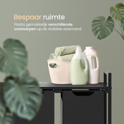 O'DADDY® Wasmand 3 vakken – wassorteerder - wasmanden - wasbox - wasmand zwart - wasmand - wasmanden zwart - 114 liter - 3 zakken - uitschuifbaar met plank - 92.5 x 33 x 71 cm — thumbnail 4