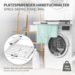 Tussenstuk voor wasmachine en droger – Universeel tussenbouwframe met uittrekbare waslijn 60,5x54,5 cm in wit ML design — thumbnail 5