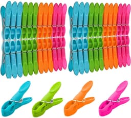 longziming -48-delige Wasclips Set – Duurzaam PP & RVS – Sterke Klemmen voor Kleding, Sokken & Ondergoed – Multicolor, Herbruikbaar & Multifunctioneel — thumbnail 1