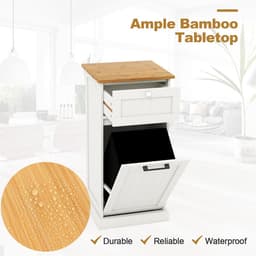 Houten Wasmeubel met Losse Wasmand en Lade voor Badkamer - Wit 40x37x82 cm — thumbnail 4