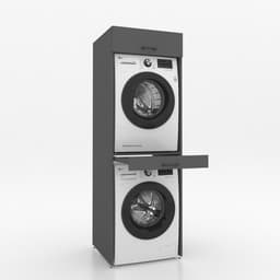 Wasmachinekast Dubbel 67x205x67cm | Ruimtebesparend & Super Stevig | Met Uitschuiflade | Voor Wasmachine en Droger | Antraciet — thumbnail 1