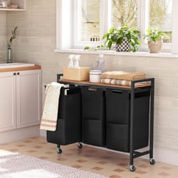 Benelux Select Wasmand 3 vakken – Wassorteerder – Wasmand Op Wielen – Afsluitbare Wielen - 3x 40L Vakken – 84 x 33 x 74,5 cm — thumbnail 3