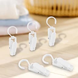 Sokkenclips - 10 stuks - Sokkenhouders - 360° draaibare clips - Plastic - Droogrek tegen verlies - Sokkendroogclips - Antislip draagbare clips - Clip voor reishoed,sjaal, sokken - Wit — thumbnail 2